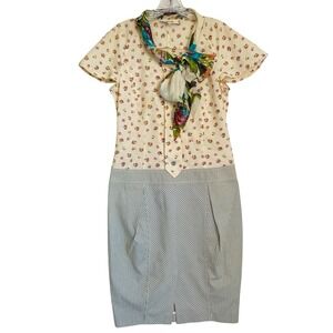 Vintage Kenzo Dress Size Small IT 40 Knee Length Short Sleeve Summer Designer